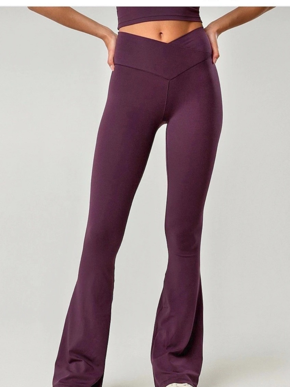Offline By Aerie Real Me High Waisted Crossover Flare Legging Leggings Purple XS